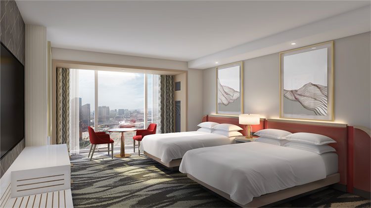 Resorts World Las Vegas provides first look at guestroom designs for Hilton and Conrad hotels