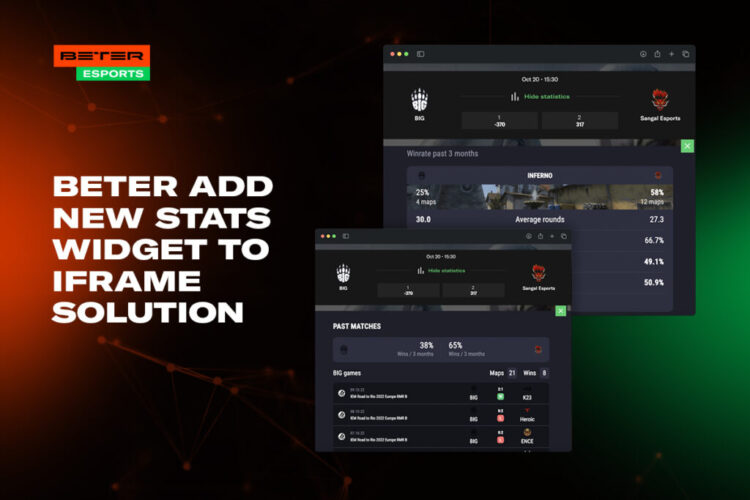 BETER rolls out a new eSports statistics widget for iFrame solution